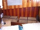 Boxes in the captain's cabin bedroom