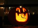 Happy glowing vampire pumpkin