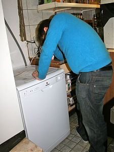 James installing the new dishwasher