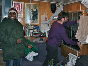 Sujith and James with the plexiglass