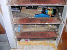 Stripped galley stairs closeup