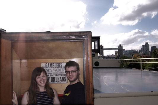 Melissa and James by the Gamblers and fancy women sign
